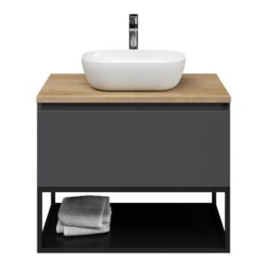 Slagter Juno/hexia/xylo badmeubel 80x46 cm met Solero waskom greeploos